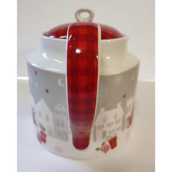 Stechcol Gracie China Red Plaid Red Car Christmas Teapot 4 Cup Dishwasher Safe - Picture 4 of 7